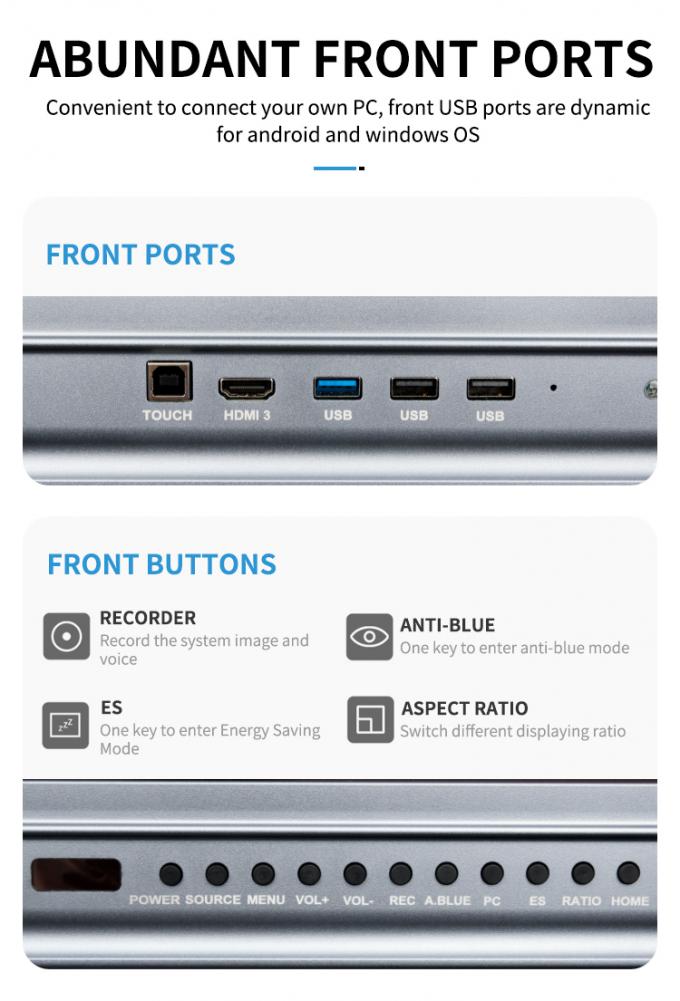 Iboard สินค้าใหม่ หน้าจอสมาร์ท 98 นิ้ว 4K หน้าจอแผ่นสื่อสัมพันธ์ หน้าจอสัมผัสขนาดใหญ่ สําหรับห้องประชุม 7