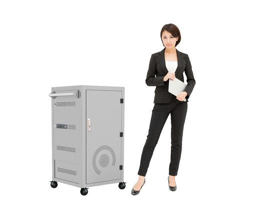 รถเข็นล็อคสองจุดแบบไร้สายสาธารณะชาร์จรถเข็น Vault Storage IPad Charging Cabinet