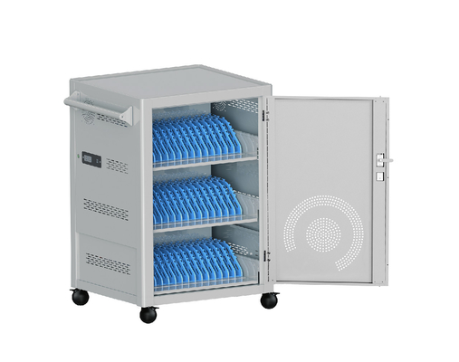 รถเข็นล็อคสองจุดแบบไร้สายสาธารณะชาร์จรถเข็น Vault Storage IPad Charging Cabinet