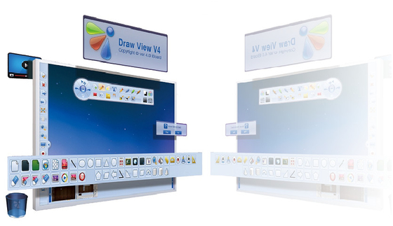School T Series Multi Touch กระดานไวท์บอร์ดแบบโต้ตอบ 10 คะแนนสีเงินพร้อมซอฟต์แวร์การสอน