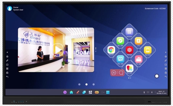 4K ความละเอียด 86 นิ้ว Led Smart Board All In One คอมพิวเตอร์ อินเตอร์เอกทีฟ แพลท แพนเลอร์สําหรับการประชุมและการสอน