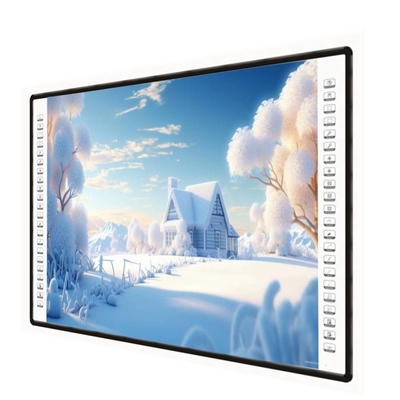 บอร์ดโปรเจคเตอร์อินเตอร์เอคทีฟ 4K 82 85 102 นิ้ว แผ่นข้าง 10 จุดสัมผัส USB PC Pen Finger Writing White Board สําหรับโรงเรียน