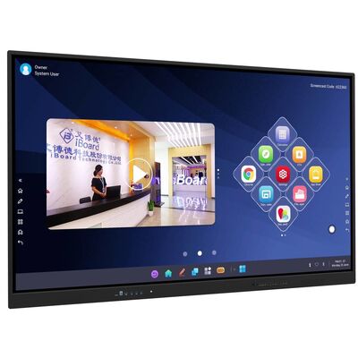 65 75 86 98 นิ้ว LCD Smart Board อินเตอร์เอคทีฟ 4 มิลลิเมตร กระจกกระชับกระจก Android Windows 10/11 Pro Touch Finger Smart Monitor