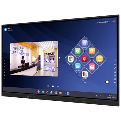 65 75 86 98 นิ้ว LCD Smart Board อินเตอร์เอคทีฟ 4 มิลลิเมตร กระจกกระชับกระจก Android Windows 10/11 Pro Touch Finger Smart Monitor