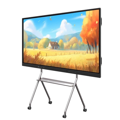 98 นิ้ว Smart Black Frame 20 จุดสัมผัส การวาดกระดานสีขาว มอนิเตอร์ด้วยเซ็นเซอร์แสง กล้องไมโครโฟนสําหรับการประชุม