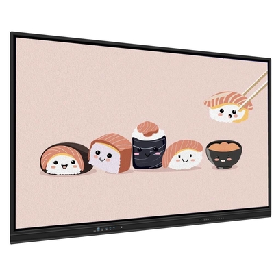 4K 65 75 86 98 110 นิ้ว แผ่นกันแสงสว่าง อินเตอร์เอคทีฟ สมาร์ทไวท์บอร์ด IR Monitor Super Slim Frame มอนิเตอร์คอมพิวเตอร์สําหรับการประชุมโรงเรียน