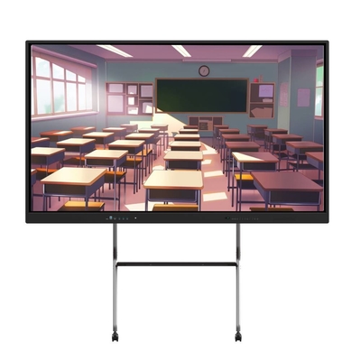 4K 65 75 86 98 110 นิ้ว แผ่นกันแสงสว่าง อินเตอร์เอคทีฟ สมาร์ทไวท์บอร์ด IR Monitor Super Slim Frame มอนิเตอร์คอมพิวเตอร์สําหรับการประชุมโรงเรียน