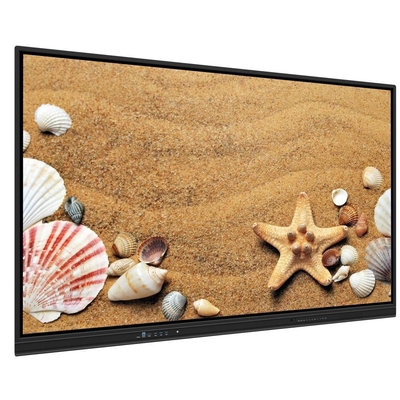 แผนผังอินเตอร์เอคทีฟ แฟลต 75 86 นิ้ว เครื่องเสียง Android System 13 14 Multi-Touch Screen สําหรับแอปพลิเคชั่นสัมผัสที่หลากหลาย การฝึกอบรมการประชุมที่มีพานติดผนัง
