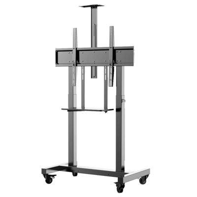 ฐาน TV Floor Mobile Stand ความสูงที่ปรับค่า TV Cart Mount สําหรับโทรทัศน์จอสัมผัสที่สมาธิ