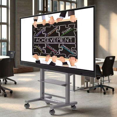 แผนผังอินเตอร์เอกทีฟ แฟลต 75 นิ้ว แอนดรอยด์ 14 OPS PC Wifi BT USB RJ45 ทัชซอฟต์แวร์ Smart Board สําหรับการประชุมธุรกิจ