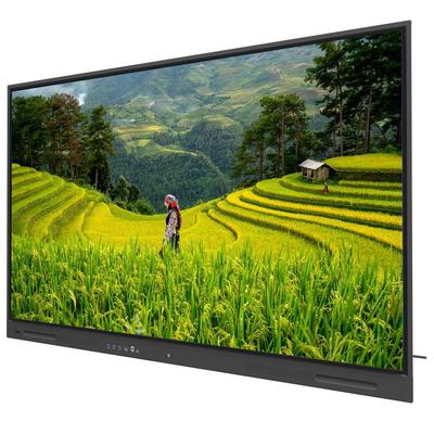 แผนผังอินเตอร์เอคทีฟ แฟลต 75 นิ้ว แอนดรอยด์ 14 OPS PC Wifi BT USB RJ45 ทัชซอฟต์แวร์ Smart Board สําหรับการอบรมการศึกษาโรงเรียน