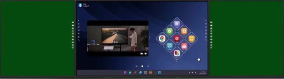 IBoard 4K 75 นิ้ว จอแสดงผลด้วยแผ่นด้านที่เชื่อมต่อกัน สีเขียว สีดํา สีขาว Android ระบบ Windows สามารถพับได้สําหรับการศึกษา