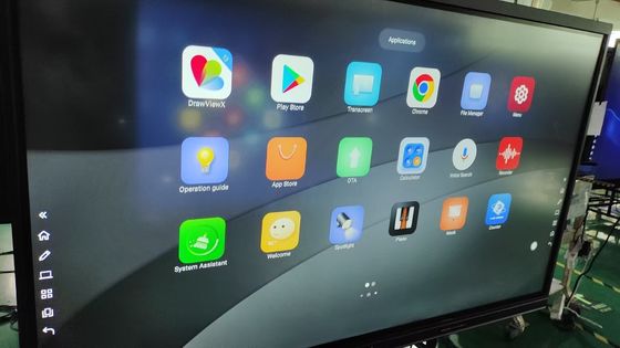 75 นิ้ว 4k Smart Monitor Board LCD บอร์ดไวท์บอร์ดปฏิสัมพันธ์ Wifi อินเทรคทีฟ แผนผังราบจอสัมผัส สําหรับการสอนและการประชุมประชุมสํานักงาน