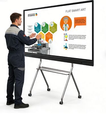 IBoard All-in-One Interactive Flat Panel พร้อมระบบ Android สองระบบ, Pen/Finger Touch, และหลายอินไพท์ (HDMI, VGA, USB, RJ45)