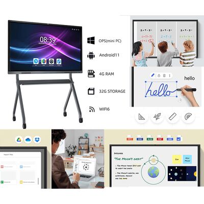VESA Standard Wall Mount Interactive Flat Panel พร้อมกระจกกระชับ 4 มิลลิเมตร และไมค์ 6 แอเรย์ที่ติดตั้งไว้เพื่อการตอบสนองสูง
