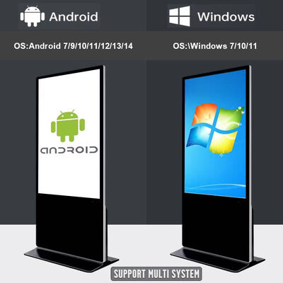 คิโอสก์ป้ายดิจิตอลบนพื้นพร้อม Android WIFI และจอโฆษณาฉลาด LCD FHD
