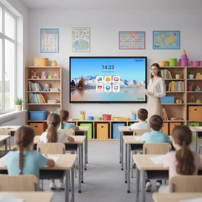 ปานล์อินเตอร์เอคทีฟ แฟลต 75 นิ้ว 4K UHD พร้อม 20 จุด Multi Touch และ Android 9.0 OS Smart Board