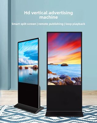 43 55 65 75 นิ้ว จอสัมผัสคาปาซิทีฟในร่มแบบตั้งพื้น ป้ายดิจิทัล 4K จอแสดงผลโฆษณาแบบโต้ตอบเชิงพาณิชย์