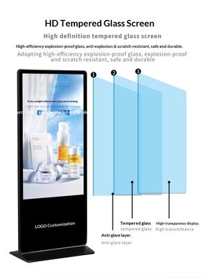 43/55 นิ้ว HD ตู้โฆษณาในร่มแนวตั้ง จอ LCD All-In-One หน้าจอสัมผัสแบบโต้ตอบ ป้ายดิจิทัล