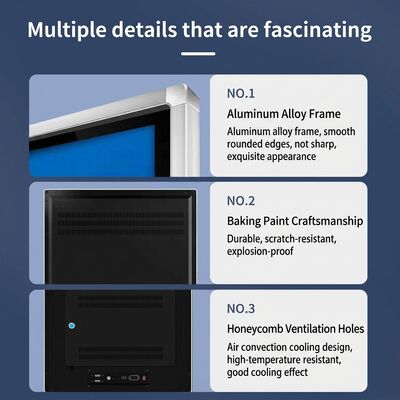 ป้ายดิจิทัลพร้อมมุมมอง >178° และอุณหภูมิการจัดเก็บ -20°C ถึง 60°C พร้อมระบบ CMS บนคลาวด์หรือแบบติดตั้งภายในองค์กร
