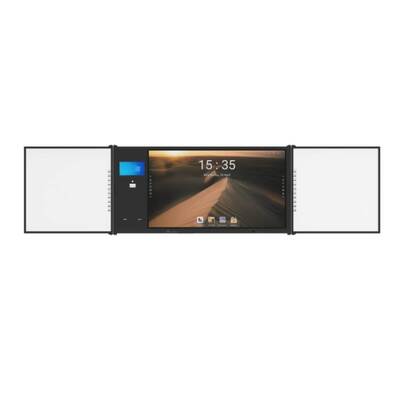 AIO 75 นิ้ว Smart Touch Panel แอนดรอยด์ Win Side Boards With Cam Mic มือถือยืนสําหรับการประชุมมหาวิทยาลัย