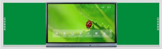 บล็อคบอร์ดฉลาด 75 86 นิ้ว จัดจอหลายนิ้ว ด้านสัมผัสปฏิกิริยา ด้านซ้าย ขวา บอร์ดสําหรับนักเรียนห้องเรียน