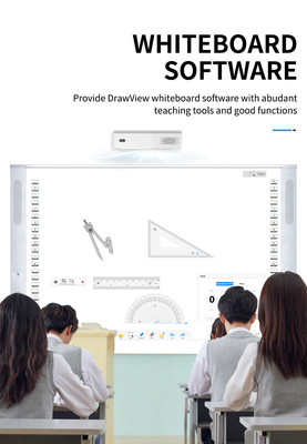 จีนโรงงานตรง All-In-One อินเตอร์เอ็กเตอร์ 20Touch Point IR Infrared Ceramic 96 Inch Dual System Smart Boards Speaker 16:10 Side Bar Projector Boards สําหรับโรงเรียนมหาวิทยาลัย พร้อมโปรแกรมการสอน