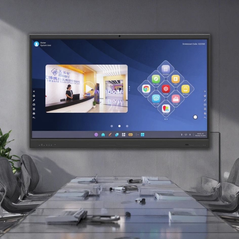 Iboard Factory Direct 75 นิ้ว 4K Multi Touch Smart Screen อินเตอร์เอคทีฟ แปลง แผนที่แสดงผล กระดานสีขาวสําหรับการประชุมและการสอน