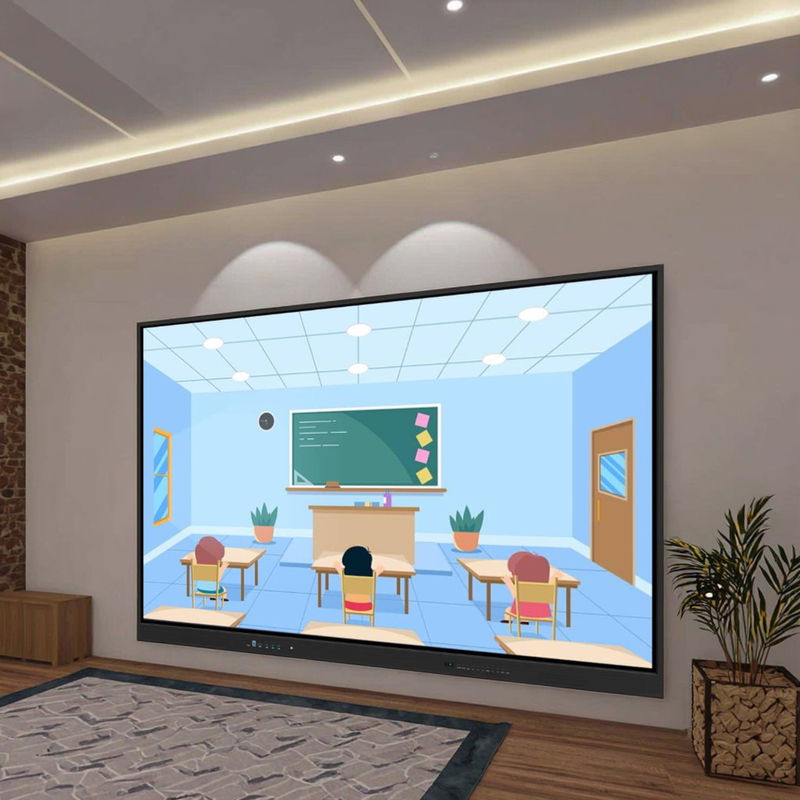 4K Android 14 Interactive Board 86 นิ้ว มัลติมีเดีย สมาร์ทไวท์บอร์ด อิเล็กทรอนิกส์จอสัมผัสสําหรับการประชุมห้องเรียน