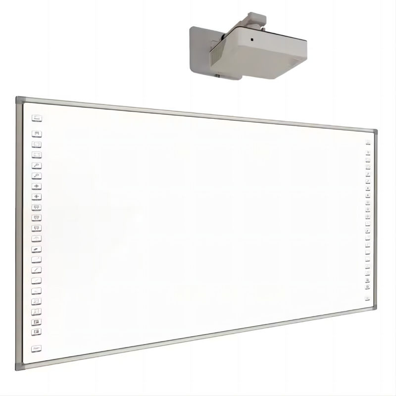 อินฟราเรด iBoard บอร์ดโปรเจกชั่นบาร์ด้านข้าง Whiteboard อินทรีย์ พร้อมการเชื่อมต่อ USB ด้วยเครื่องโปรเจกชัน เครื่องเสียงไมค์กล้องสําหรับการใช้งานสํานักงานหลัก