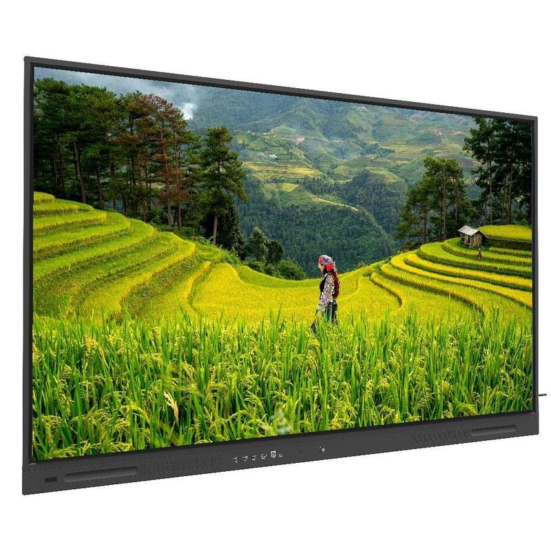 แผนผังอินเตอร์เอคทีฟ แฟลต 75 นิ้ว แอนดรอยด์ 14 OPS PC Wifi BT USB RJ45 ทัชซอฟต์แวร์ Smart Board สําหรับการอบรมการศึกษาโรงเรียน