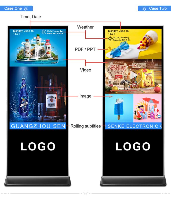 สกรีนโปสเตอร์ LED ขับเคลื่อน โปสเตอร์ LED ขับเคลื่อน ที่ยืนบนพื้น สําหรับโฆษณาและกิจกรรมทางการค้า