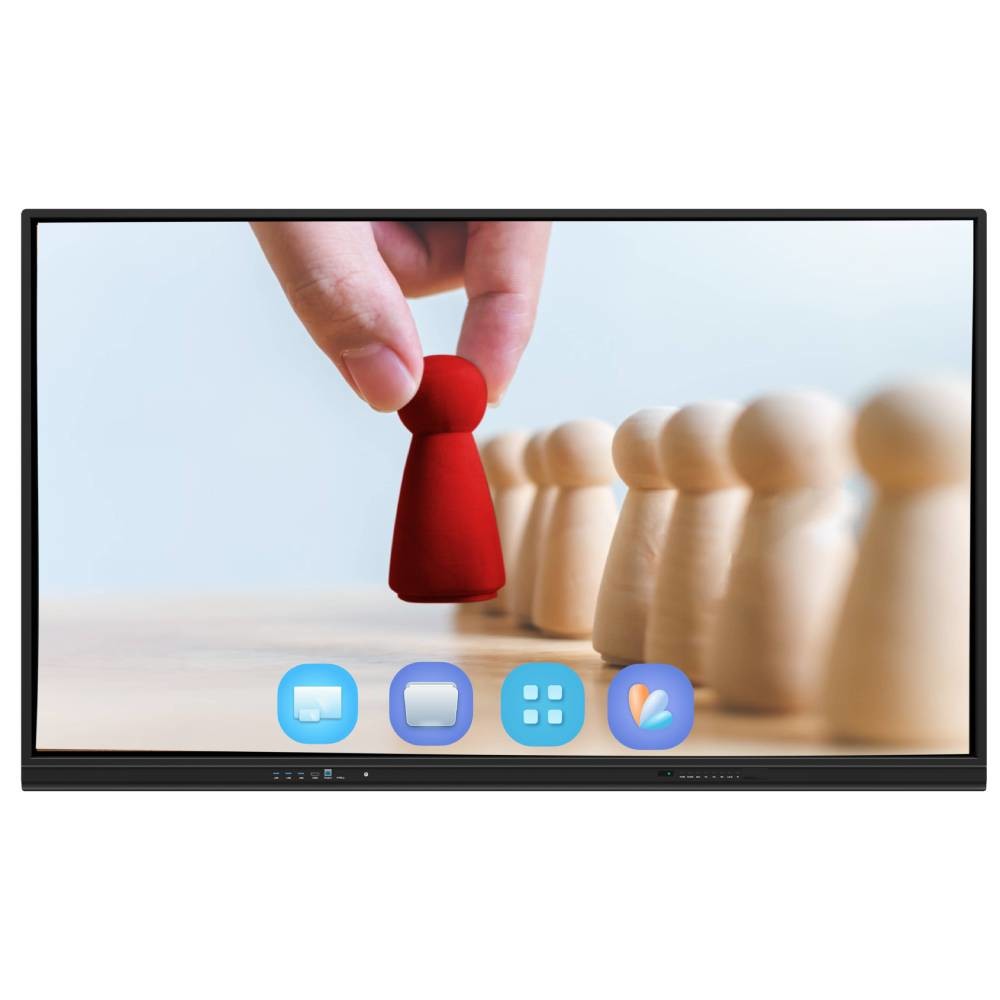 แอนดรอยด์ 13 IR อินเตอร์เอ็กทีฟไวท์บอร์ด ฟิงเกอร์ทัช 65 75 86 นิ้ว 4K Smart Panel จอแสดงภาพด้วย wifi RJ45 แชร์แบบไร้สายจากพาด / โทรศัพท์ / เล็ปโตปสําหรับการประชุมสํานักงานโรงเรียน