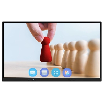 แอนดรอยด์ 13 IR อินเตอร์เอ็กทีฟไวท์บอร์ด ฟิงเกอร์ทัช 65 75 86 นิ้ว 4K Smart Panel จอแสดงภาพด้วย wifi RJ45 แชร์แบบไร้สายจากพาด / โทรศัพท์ / เล็ปโตปสําหรับการประชุมสํานักงานโรงเรียน